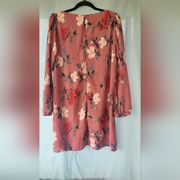 Lulu's Rosalinda Mauve Floral Long Sleeve Shift Dress - Picture 3 of 5